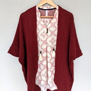Burgundy Raglan Cardigan